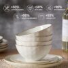 Famiware Ocean Round Dinnerware Sets for 4, 12-Piece, Vanilla White