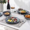 AmorArc Ceramic Dinnerware Sets for 4, 12Pcs Plates and Bowls Sets Dishes