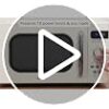 Safety-focused view highlighting the child safety lock feature on the COMFEE' cream microwave oven.