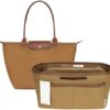 The ZTUJO felt purse organizer insert acting as a portable storage caddy on a desktop