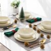 AmorArc Ceramic Dinnerware Sets for 6, 18Pcs Plates and Bowls Sets Dishes