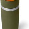 YETI Rambler 16 oz Travel Bottle, Stainless Steel, Vacuum Insulated with Leakproof Commuter Cap, Olive/King Crab Orange