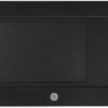 Close up of the GE countertop microwave electronic keypad and simple one-touch cooking buttons.