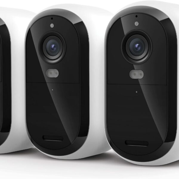 Security Cameras Wireless Outdoor - Arlo Essential Battery 2K (3rd Gen, Latest Version), Color Night Vision, Two-Way Audio, Home Security, Person/Package/Vehicle/Animal Detection, White - 3-Pack