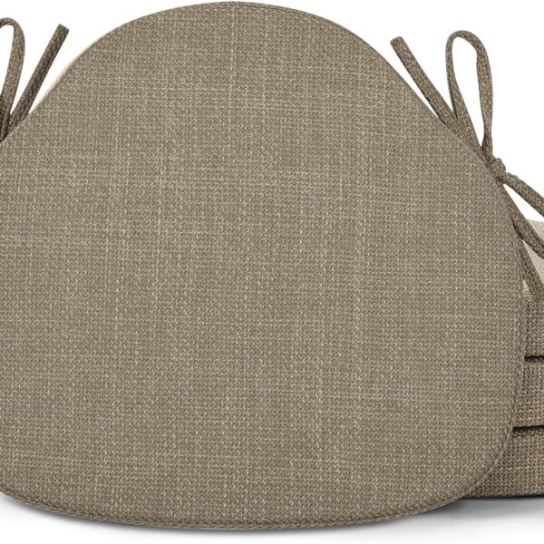 Dining Chair Cushions Set of 4, High-Resilience Foam Windsor Seat Pads, Kitchen Chair Cushions with Ties & Textured Cover, 4 Pack, 16.5 x 15.5 x 2, Light Brown