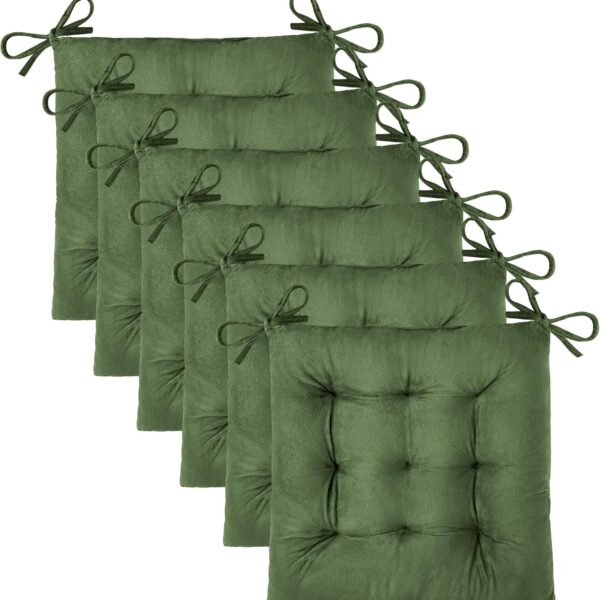 6 Pack Chair Cushions for Dining Chairs 15.5"x15.5" Green