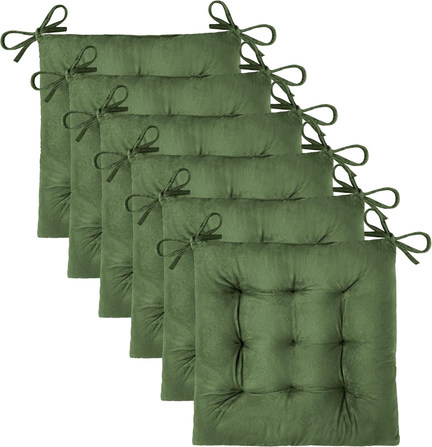 6 Pack Chair Cushions for Dining Chairs 15.5"x15.5" Green