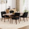 Dining Chairs Set of 4,Modern Dining Room Chairs with Thick Cushions,Linen Upholstered Kitchen Dining Chairs with Wood Legs for Kitchen Dining Room Living Room,Black