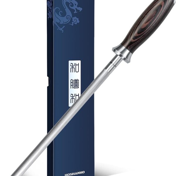 HOSHANHO Honing Rod, 10 Inch Professional Kitchen Knife Sharpener Rod