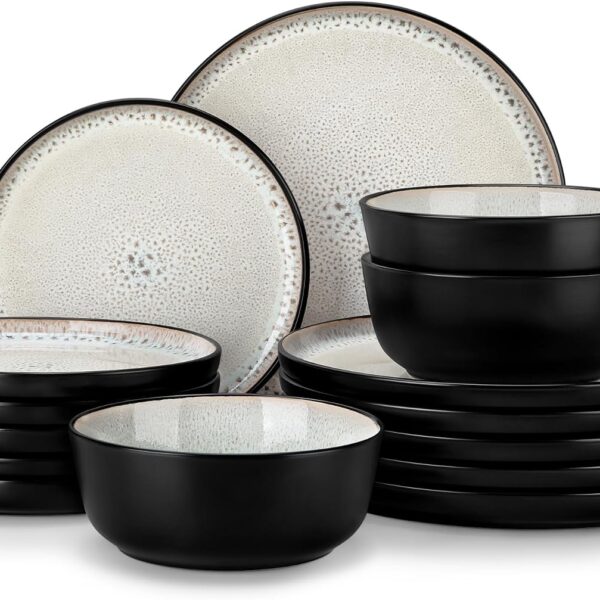 vancasso 18-Piece Stoneware Plates and Bowls Set: Durable Art