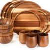 12 Pcs Acacia Wood Dinnerware Set for 4