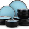 vancasso AMBER 18-piece stoneware dinnerware set in blue with unique kiln-transformed glazes