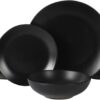 Gibson Home Bethel 18 Piece Plates and Bowls Ceramic Stoneware Organic Shape Dinnerware Set (Service for 6) - Matte Black