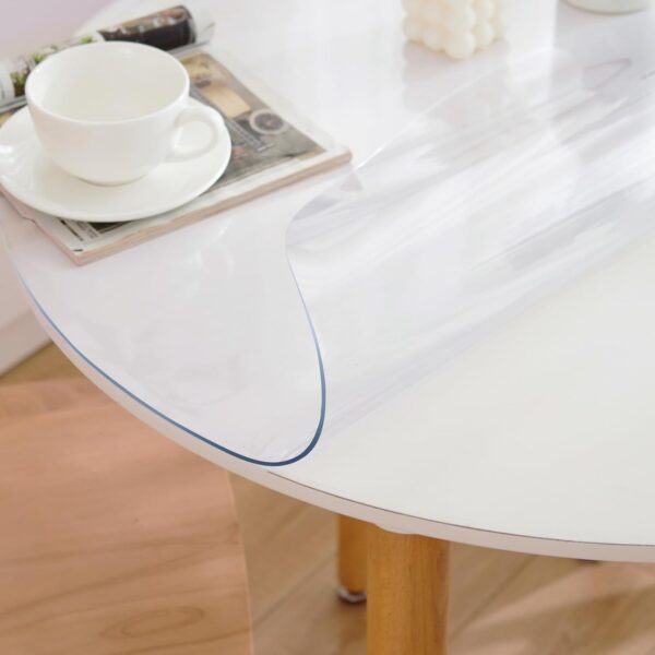 54 Inch Round Clear Table Cover Protector, 2mm Thick Round Clear Table Protector for Dining Room Table, Waterproof Round Plastic Vinyl Table Pad