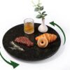 16'' Marble Lazy Susan for Kitchen Counter, Black Marble Turntable for Dinning, Lazy Susans Organizer for Cabinet, Serving Rotation Spinning Tabletop Organizer Swiveling, Spice Rack Storage