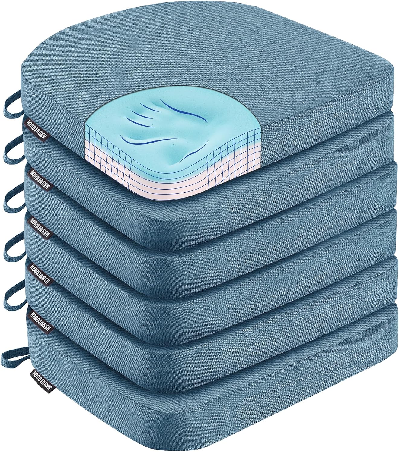 Chair Cushions for Dining Chairs, 6 Pack Memory Foam Cushion