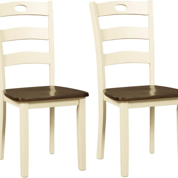 Signature Design by Ashley Ladder Back Dining Chairs Set of 2, Cream/Brown