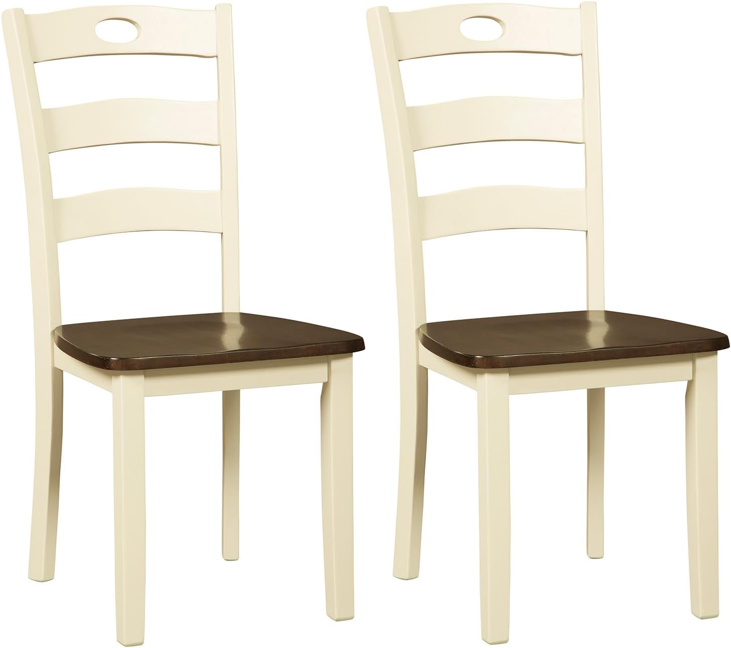 Signature Design by Ashley Ladder Back Dining Chairs Set of 2, Cream/Brown
