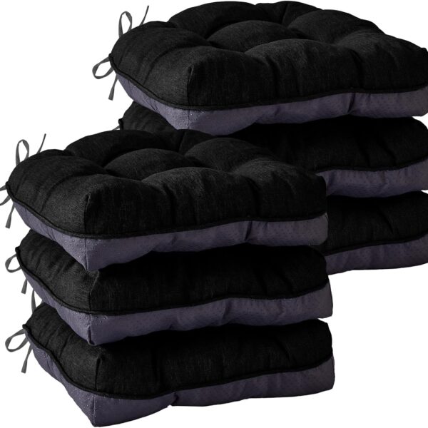 IASEAHK Chair Cushions for Dining Chairs, 15.5" x 15.5" x 4", Black