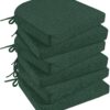 Basic Beyond Chair Cushions for Dining Chairs 6 Pack, Kitchen Chair Cushions with Ties and Non Slip Backing, 16 x 16 inches Chair Pads for Dining Chairs (Forest Green)