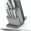 Ninja NeverDull 10-piece knife set with sharpener featuring a light grey storage block