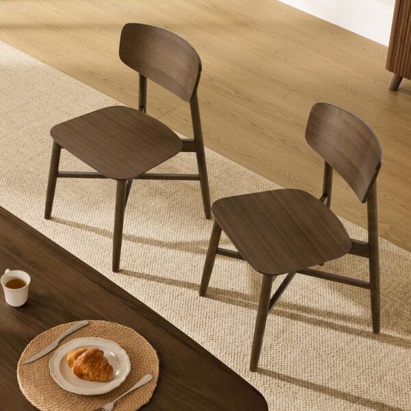 CHITA Wooden Dining Chairs Set of 2, Solid Wood Seat, Walnut