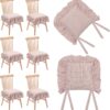 Irenare 6pcs Gingham Ruffle Chair Cushion Covers Farmhouse French Plaid