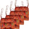 ELEFOCUS Farmhouse Floral Print Chair Cushions with Ties U-Shaped Soft Comfortable Chair Pads Non Slip Seat Cushions for Indoor Dining Room and Kitchen Chairs (4, Boho Orange)