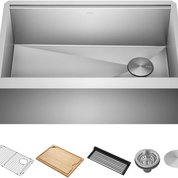 Kraus 30-Inch Stainless Steel Farmhouse Workstation Sink