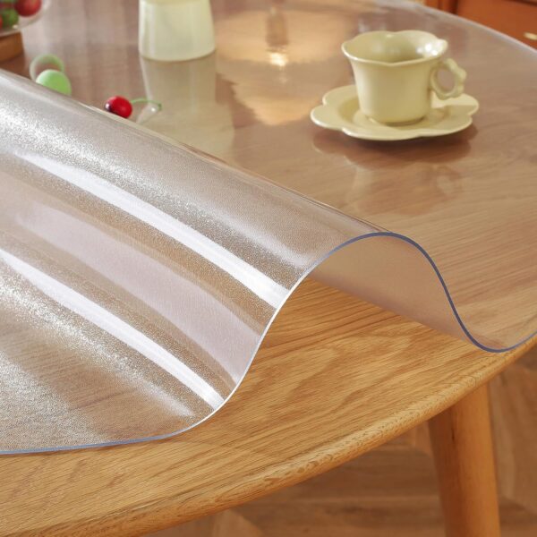 LovePads Round Frosted Table Cover Protector 54", Waterproof Plastic Cover