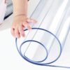 Wadrac Multisize Plastic Clear Table Cover Protector-1.5mm Thick 42x82 inch Non-Slip for Kitchen Wood Grain Vinyl Transparent Table Cover Plastic Protective Pad for Dining Room Table,Gaming Desk