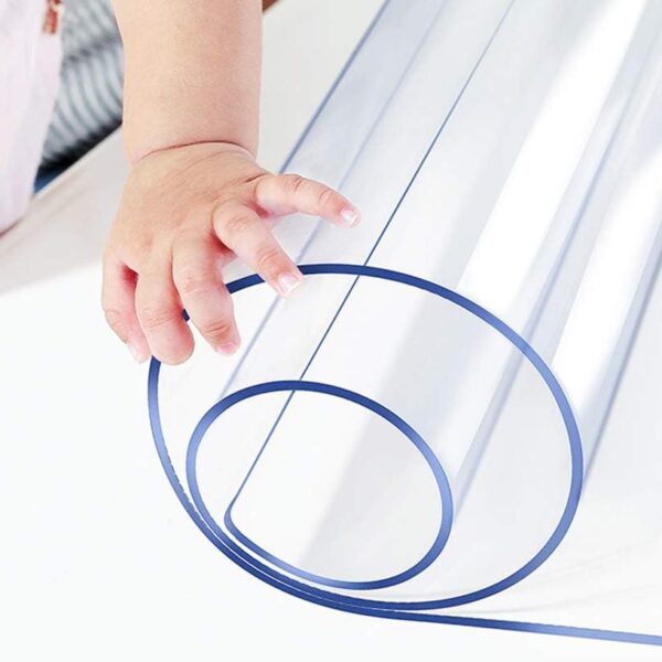 Wadrac Multisize Plastic Clear Table Cover Protector-1.5mm Thick 42x82 inch Non-Slip for Kitchen Wood Grain Vinyl Transparent Table Cover Plastic Protective Pad for Dining Room Table,Gaming Desk