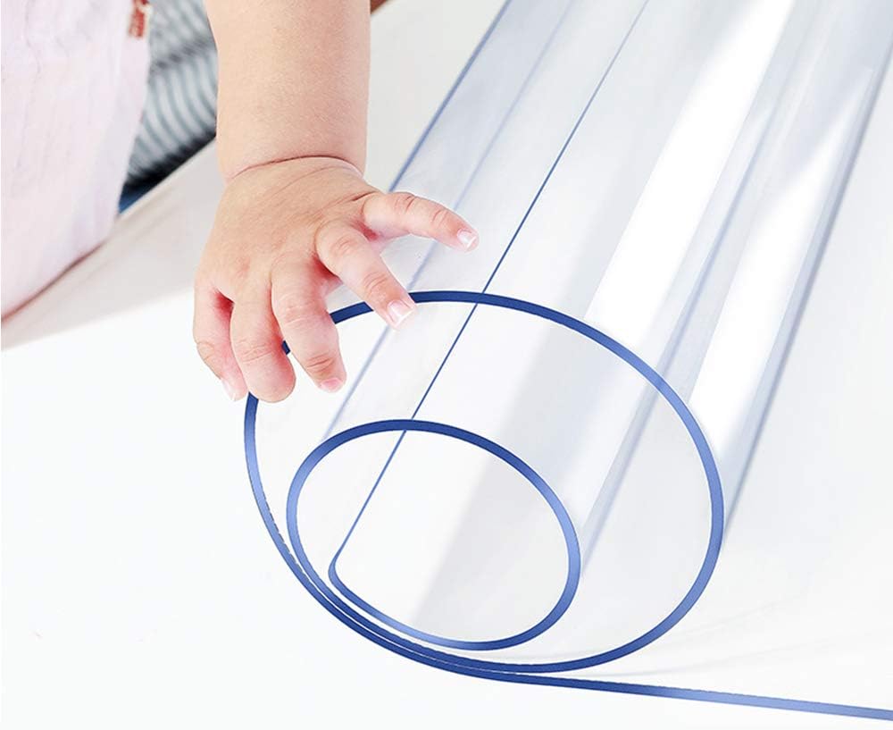 Wadrac Multisize Plastic Clear Table Cover Protector-1.5mm Thick 42x82 inch Non-Slip for Kitchen Wood Grain Vinyl Transparent Table Cover Plastic Protective Pad for Dining Room Table,Gaming Desk