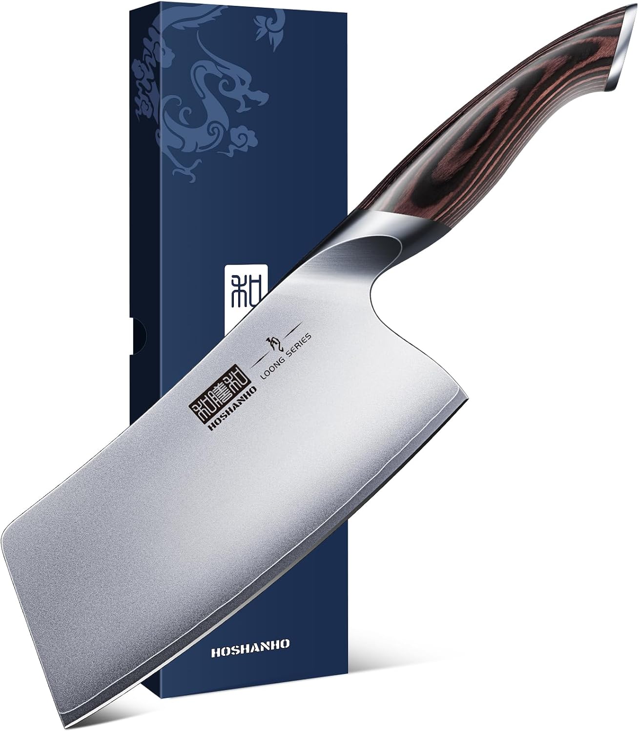 HOSHANHO 7 inch Chinese cleaver featuring an ultra-sharp 15-degree edge for precise kitchen cutting.