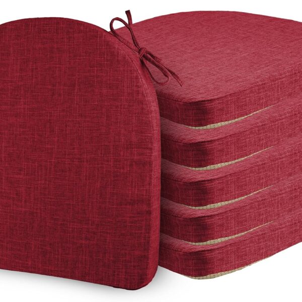 ELFJOY 6 Pack Chair Cushions for Dining Chairs with Ties Red 17"x17"