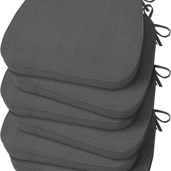 Basic Beyond Chair Cushions for Dining Chairs, D-Shaped Kitchen Chair Cushions with Ties Set of 6, 2.5" Thick Seat Cushions for Dining Room/Kitchen Chairs, 17" x 16", Dark Grey