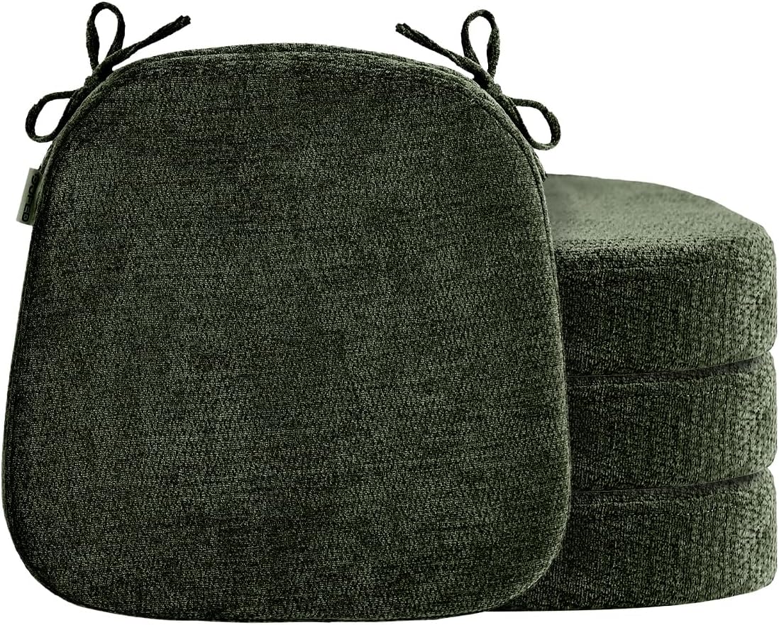 Chair Cushions for Dining Chairs, Washable Chair Pads, Green, 4 Pack
