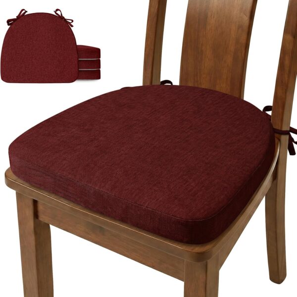 U-Shaped Chair Cushions Set of 4, Chair Pads with Ties, 17" x 16"