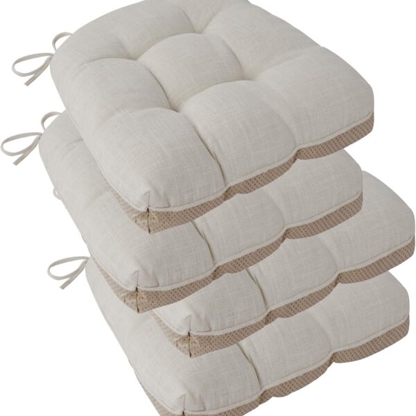 ELFJOY Chair Cushions for Dining Chairs 18" x 18" x 3" Set of 4 Beige