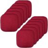 Sweet Home Collection Memory Foam Chair Cushion Honeycomb Pattern Solid Color Slip Non Skid Rubber Back Ultimate Comfort and Softness Rounded Square 16" x 16" Seat Cover, 12 Pack, Red