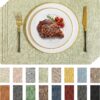 Romanstile Faux Leather Vinyl Placemats Set of 12, Grass Green