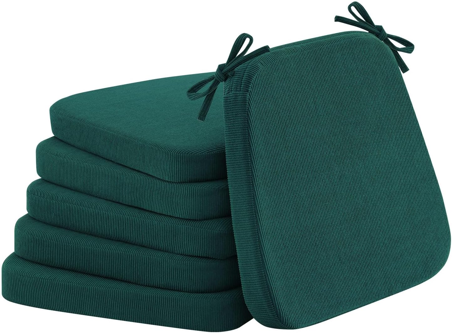 Kitchen Chair Cushions, Hunter Green, 17"x16", Set of 6