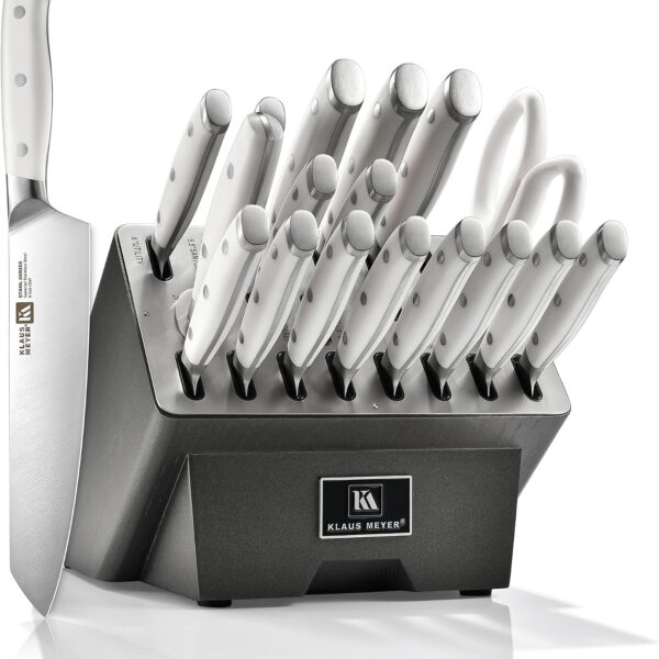 Stahl 19-Piece German Steel Kitchen Knife Block Set (White)