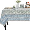 Asparagus Green Block Print Square Tablecloth 54x54 Inch