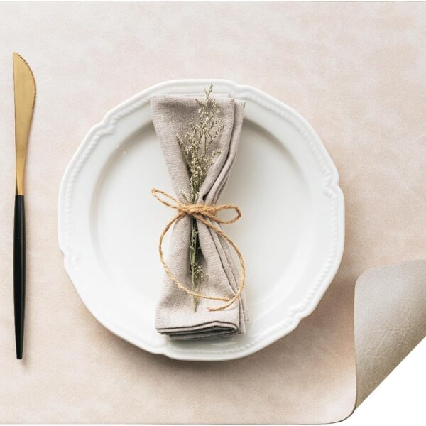 DOLOPL Placemats Set of 12, Reversible Dual-Color Faux Leather Place Mats