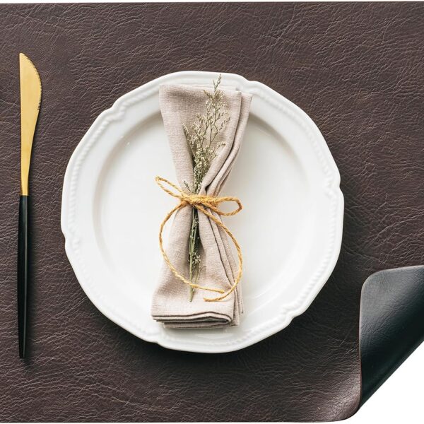 DOLOPL Placemats Set of 12, Reversible Dual-Color Faux Leather Place Mats