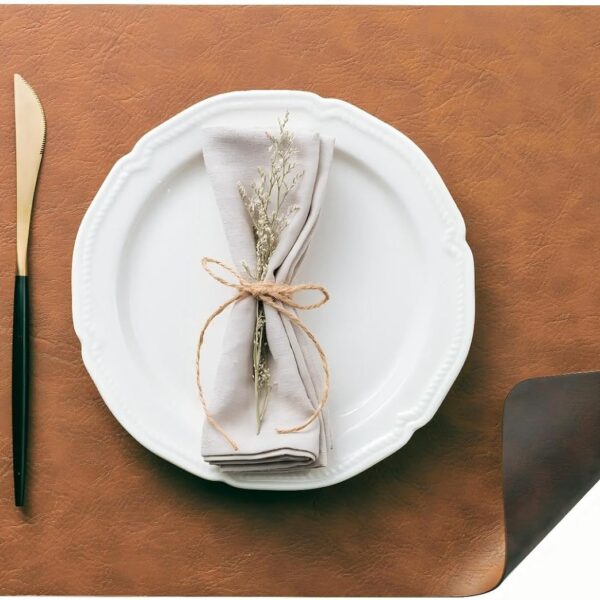 DOLOPL Placemats Set of 12, Reversible Dual-Color Faux Leather Place Mats