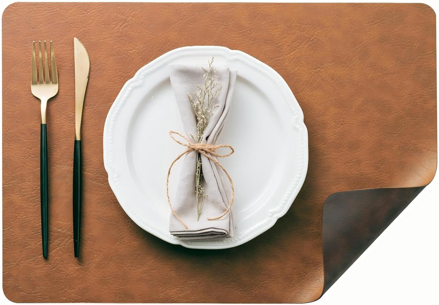DOLOPL Placemats Set of 12, Reversible Dual-Color Faux Leather Place Mats