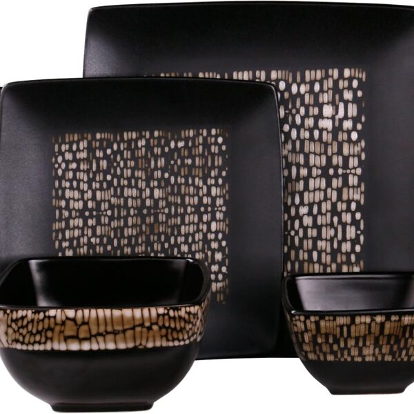 Elama’s Naina 16 Piece Double Bowl Stoneware Dinnerware Set