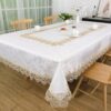 Lace Tablecloth Rectangle Fabric Washable Beige 72x126inch